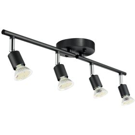 VEVOR 4-Light LED Track Lighting Kit, Ceiling Spot Light with Rotatable Light Arms and Heads, 24.8" Track Lighting Fixture