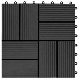 vidaXL 11 pcs Decking Tiles WPC 30x30 cm 1 sqm Black (Option: as picture)