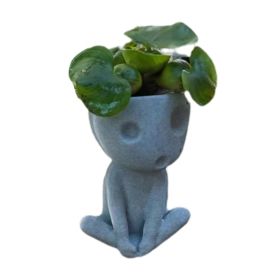 Luminous Face Planter Pot Head Flower Pot Cute Resin Succulent Planter Flowerpot with Drain Hole for House Office Decor (Option: Luminous blue)