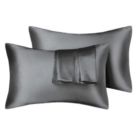 75D Satin Artificial Silk Pillowcase (Option: Dark Grey-King 20X36in-1pcs)