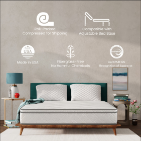 Full Size Mattress,10 Inch Hybrid Mattress In A Box With Gel Memory Foam,Individually Wrapped Pocket Coils Innerspring For Breathable And Durable (Color: White)