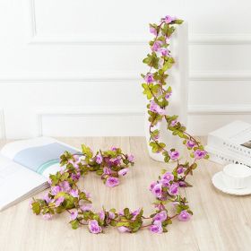 1pc 98.43inch/8.2ft Rose Artificial Flowers; Artificial Flower Christmas Garland; Fake Rose Vine For Wedding Home Room Decoration Spring Autumn G (Color: Light Purple, Quantity: 1pc)