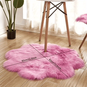 1pc, Soft and Plush Flower Shaped Fur Rug - Faux Sheepskin Area Rug for Bedroom, Sofa (Color: Rose Red, size: 60*60cm/23.62in*23.62in)