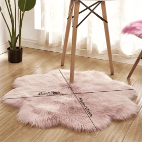 1pc, Soft and Plush Flower Shaped Fur Rug - Faux Sheepskin Area Rug for Bedroom, Sofa (Color: Pink, size: 17.72*17.72inch)