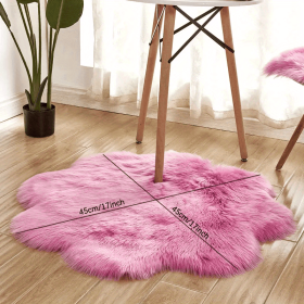 1pc, Soft and Plush Flower Shaped Fur Rug - Faux Sheepskin Area Rug for Bedroom, Sofa (Color: Rose Red, size: 17.72*17.72inch)