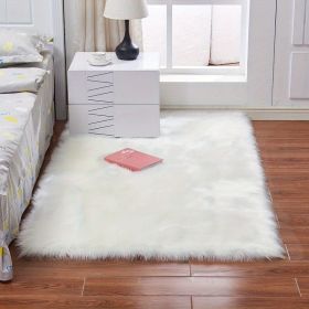 1pc Fluffy Imitation Wool Area Rug, Suede Fleece Bottom Long Imitation Wool Rug, Acrylic 80% Polyester 20%, 2.36inch Long Wool (Color: White, size: 35.43*59.06inch)