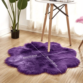 1pc, Soft and Plush Flower Shaped Fur Rug - Faux Sheepskin Area Rug for Bedroom, Sofa (Color: Purple, size: 60*60cm/23.62in*23.62in)