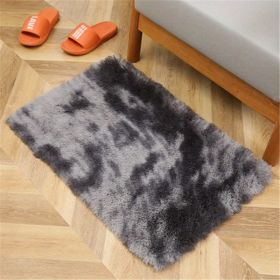 1pc, Tie-Dyed Plush Shag Furry Area Rug for Bedroom, Living Room, Nursery, and Kids Room - Ultra Soft and Fluffy, Washable, Non-Shedding (Color: Tie-dye Dark Gray, size: 19.69*31.5inch)