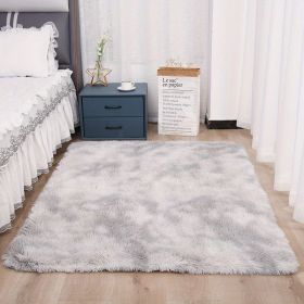 1pc, High Pile Tie-Dyed Shaggy Rug for Living Room and Bedroom - Fire Retardant, Machine Washable, Anti-Skid, Faux Fur (Color: Tie-dye Grey, size: 47.24*78.74inch)