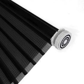 WELLSOURCE No Drill 2"Shangri-la Shades Tension Inside Mount Expansion Window Blind,Custom Size (Color: black, size: Contact us)