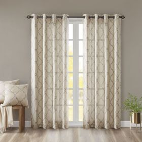 Fretwork Print Grommet Top Window Curtain Panel(Only 1 Pc Panel) (Color: as Pic)