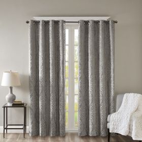 Knitted Jacquard Damask Total Blackout Grommet Top Curtain Panel(Only 1 Pc Panel) (Color: as Pic)