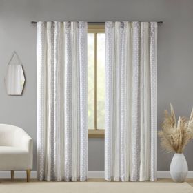 2pk Poly Printed Curtain Panel with Tufted Stripe (Color: as Pic)