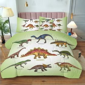 Self-produced Digital Blanket Three Piece Set ,with Cushion Cover,dinosaur Family American Small Size (Option: King)